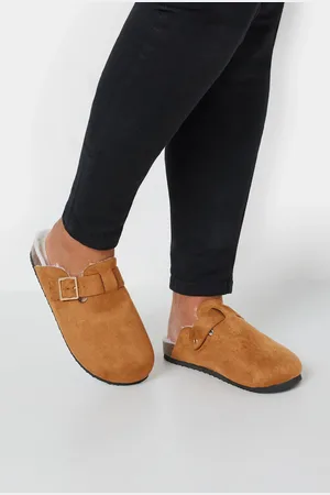 Yours Sabots Marrons Fausse Fourrure Pieds Extra Larges eee