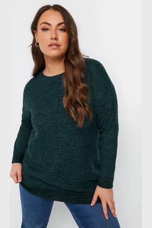 Yours Pull Vert Forêt Long En Maille Manches Longues , Women