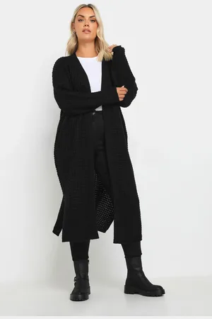 Yours Cardigan Maxi Gauffré Noir En Maille , Women