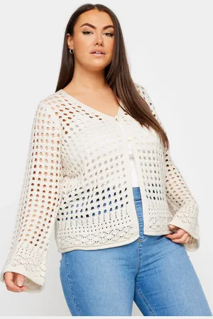 Yours Cardigan Crème En Crochet Design Boutonné , Women