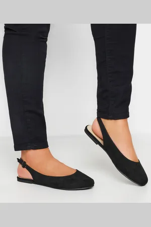 Yours Ballerines Noires Effet Daim Bride Arrière Pieds Extra Larges eee