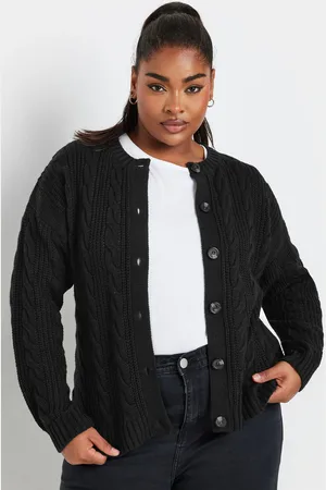 Yours Cardigan Noir Court Maille Tressée , Women