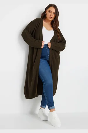 Yours Cardigan Maxi En Maille Marron , Women