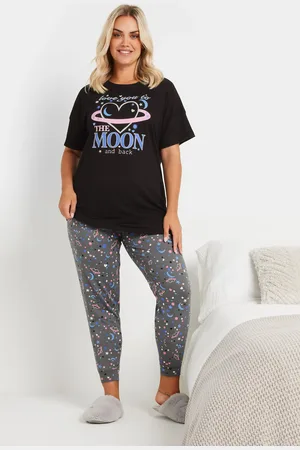 Yours Ensemble De Pyjama Noir & Gris Slogan