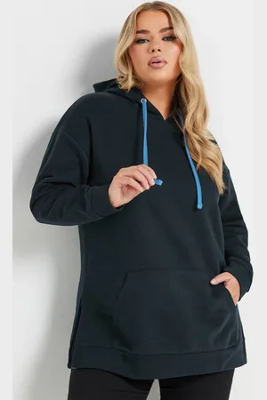 Yours Pull À Capuche Bleu Marine Cordons Ajustables , Women