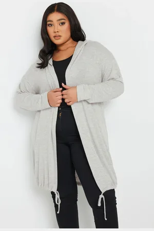 Yours Cardigan À Capuche Gris Manches Longues , Women