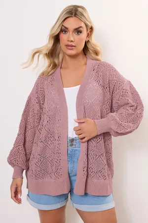 Yours Cardigan Rose Poudré En Maille Manches En Ballons , Women