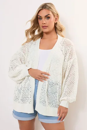 Yours Cardigan Ivoire En Maille Manches En Ballons , Women