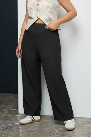 Yours Pantalon Noir Coupe Droite Deux Longueurs, Women