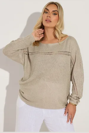 Yours Pull Marron En Maille Manches Chauvesouris , Women