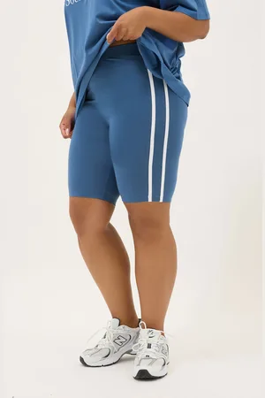 Yours Active Short Bleu Rayures Blanches En Jersey , Women