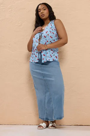 Yours Jupe Maxi Bleue Ciel En Jean , Women