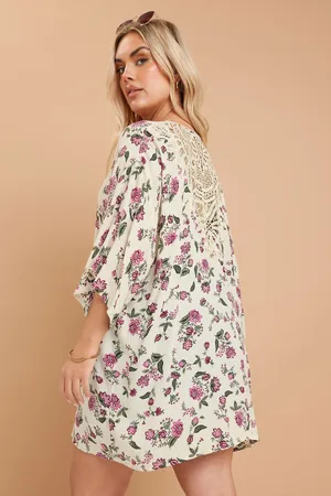 Yours Kimono Crème Floral Rose Design Crochet , Women