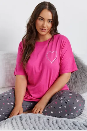 Yours Haut De Pyjama Rose Bonbon Coeur Pailletté
