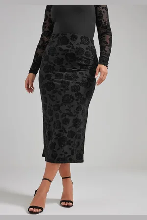 Yours Jupe Midaxi Noire Texturée Floral En Jersey , Women