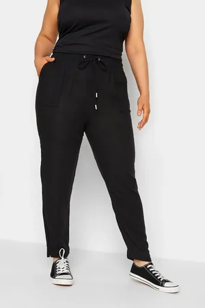 Yours Jogging Noir En Lin Coupe Droite , Women