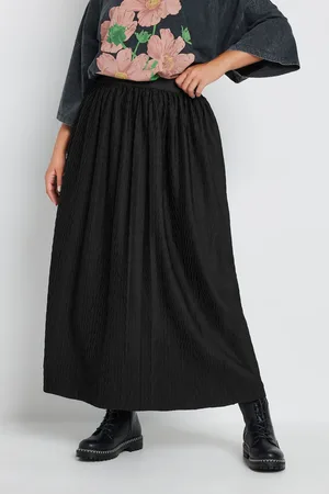Yours Jupe Maxi Noire Design Unie Plissée , Women