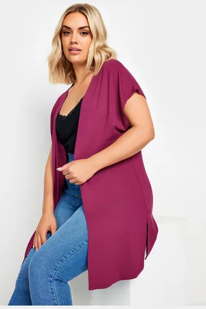 Yours Cardigan Bordeaux En Jersey Manches Courtes , Women