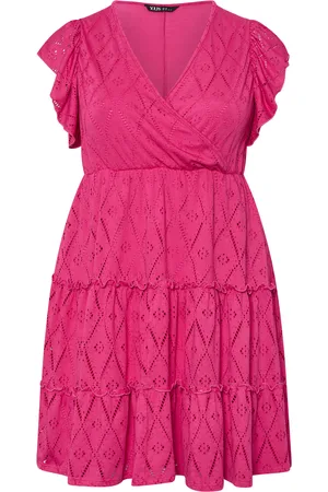 Yours Curve Hot Broderie Anglaise Wrap Mini Dress, Women