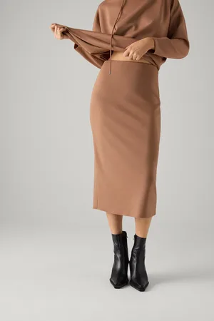 YSABEL MORA Jupe midi unie marron