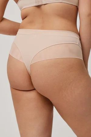 YSABEL MORA String taille haute en microfibre nude