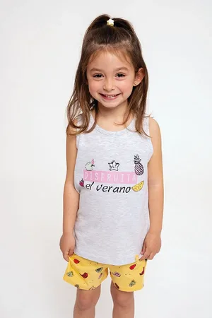 Muydemi Pyjama enfant avec bretelles en coton Fruits |