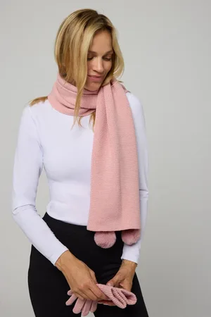 YSABEL MORA Ensemble écharpe et gants roses à pompons