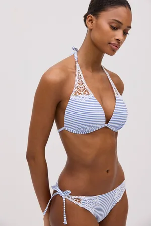 YSABEL MORA Ensemble bikini triangle push-up rayé détails crochet