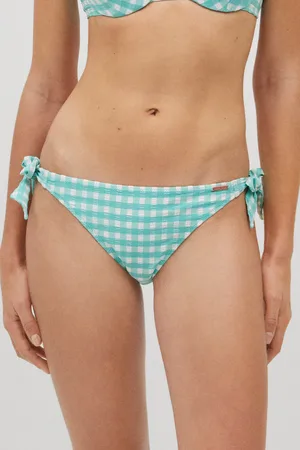 YSABEL MORA Bas de bikini noué vichy texture bleu clair