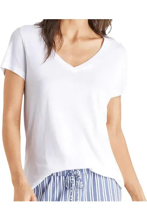 Superdry T shirt Logo brode col v Femme